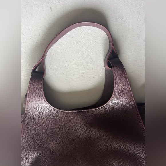NWT Cuyana Double Loop Satchel in Plum Pebbled Leather - Picture 10 of 17